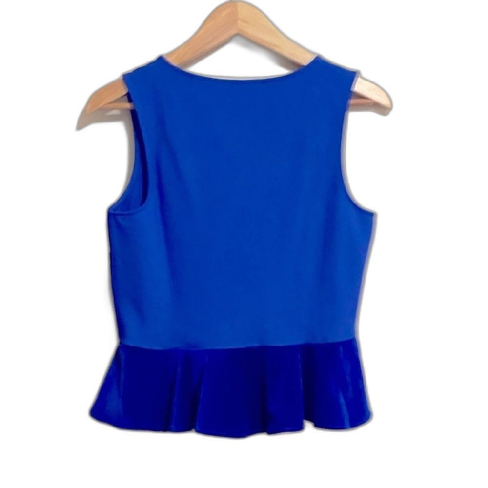 J CREW Women's V-Neck Peplum Blouse Y2K Top Blue SZ Large - Picture 8 of 15